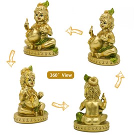 Hindu God Baby Krishna Statue - Indian Small Krishna Idol Figurine Home Office Mandir Temple Pooja Item India Murti Buddha Religious Gifts Lord Krishna Sculpture
