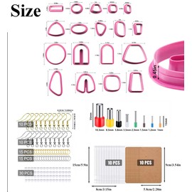 Yuaaoh 129 Pieces Polymer Clay Set Earrings Blanks, 18 Shape Polymer Clay Cutters Polymer Clay Earrings Make Yourself with Earring Cards Earring Hooks for Jewellery Making DIY Jewellery (Pink)
