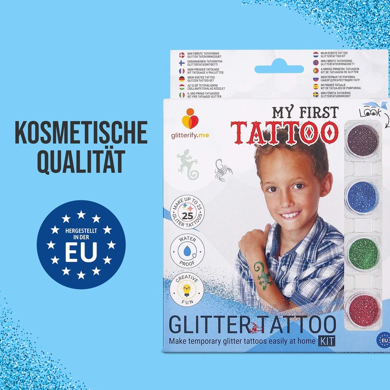 My First Tattoo - Temporary Glitter Tattoo Set for Boys