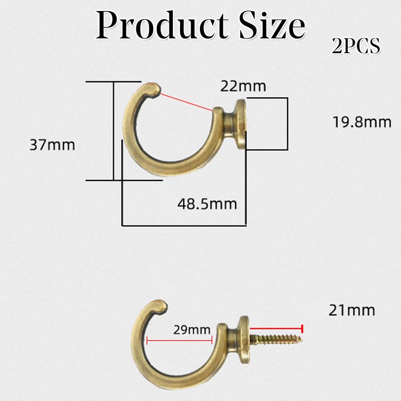 RLMVGBX Tie Back Hooks - Brass Curtain Tiebacks with Expansion