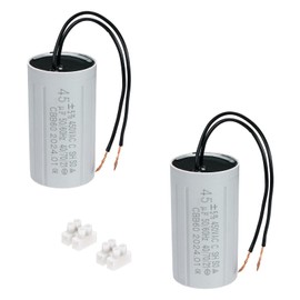 PATIKIL CBB60 45uF Running Capacitors, AC 450V 2 Wires 50/60Hz Cylinder 90 x 50 mm for Water Pumps, Washing Machine Engine Start, Set of 2