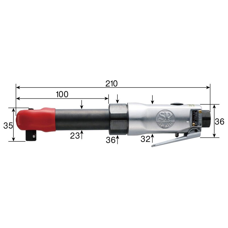 SP-Air (SP) Long Neck Mini Ratchet Wrench (0.37 inch (9.5