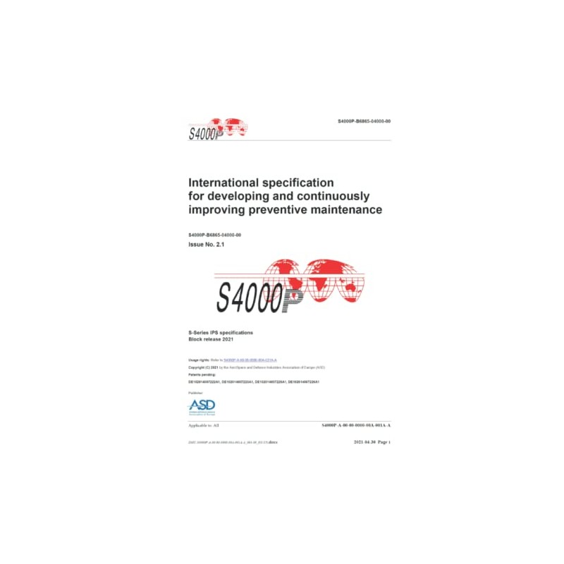 S4000P, International specification for developing and continuously improving preventive maintenance,