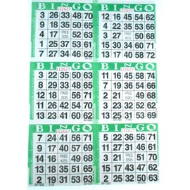 SmallToys 6 on Green Bingo Paper Game Cards - 500 Sheets - 8 Inch by 12 Inch Size Disposable Sheet - Made in USA
