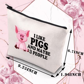 BDPWSS Pig Makeup Bag Funny Pig Lover Gift for Women I Like Pigs and Maybe 3 People Cute Pink Pigs Travel Pouch (I Like Pigs CA)