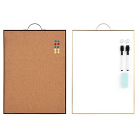 Small Whiteboard Cork-Board Combination for Wall - 16" x 12" Portable Aluminum Frame Magnetic Dry Erse Board Mini Bulletin Cork Board 2 Pack with Holder for School, Office, Home