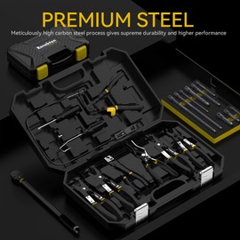 Renekton Hose Clamp Pliers Set, Flexible Wire Long Reach Clic R Type Swivel Jaw and Flat Band Pliers for Fuel Oil and Water Work, Automotive Repair Tools Kit, 9 Pieces