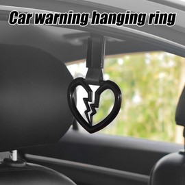 Heart-Shaped Door Hooks with Lightning Design, Heart Shaped Car Handle Straps Hang Ring Rear Bumper Warning Ring Decorative Subway Train Bus Handle Hand Strap Drift for Car (Black)