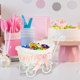 Basket for Flowers | Imitation Rattan Candy Serving Basket,Rustic Organizer, Cart Desktop Decor for Indoor Garden Outdoor Table Centerpieces