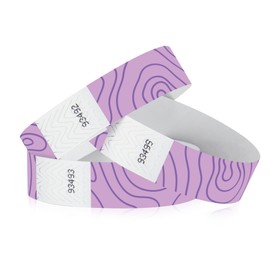 500 WristCo Purple Topographic Tyvek Wristbands for Events – Security Cuts & Tamper-Proof Design to Prevent Reuse – Premium-Grade Bracelets for Hospital & Medical ID, Party & VIP Identification
