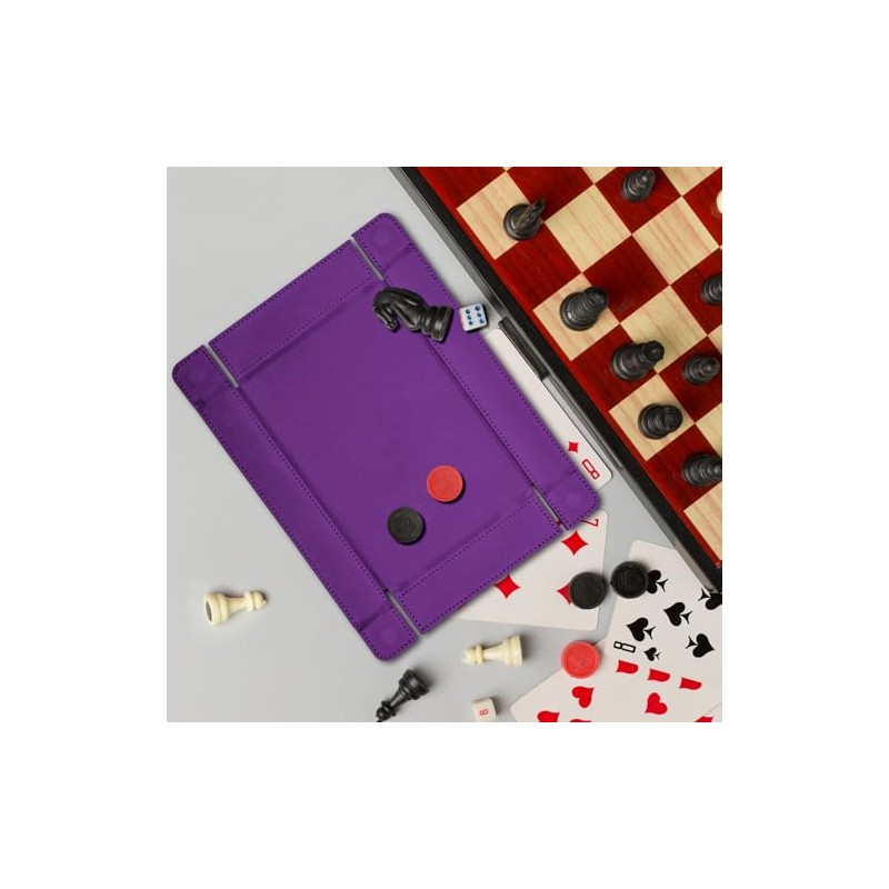 SIQUK Magnetic Folding Dice Tray Rectangle Dice Rolling Tray PU