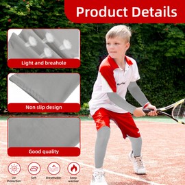 JIEYAO Teenager Sports Arm Warmers and Leg Sleeves Set, Anti-UV Sun Protection, Arm Protectors and Long Compression Leg Sleeves, Unisex Arm Sleeve for Youth, Volleyball, Basketball, Football, gray