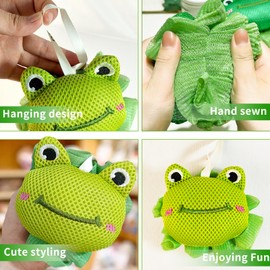 Fepgsy Shower Loofah Sponges,Kids Toddler Cute Frog and Octopus Shape Bath Exfoliating Body Scrubber Mesh Loofahs Sponge[2 Pack],Designed for Women,Children,Baby,Boys and Girls
