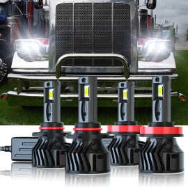 CHUSYYRAY 9005 H11 Hi/Lo LED Headlight Bulbs For Peterbilt 388 389 Trucks lamp white 6000k