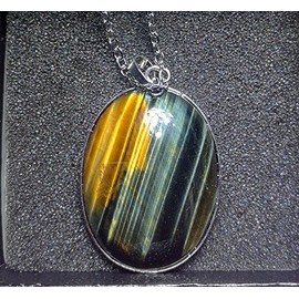 5,1 cm hermosas piedras joyas tallada a mano astilla colgante con collar cadena de plata 52 MM, Amarillo (Yellow Tiger Eye), 52.6x31.6mm, 1
