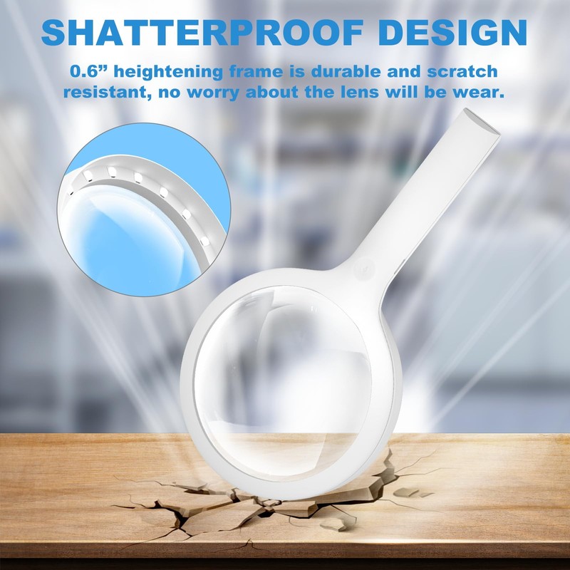 30X Charge Magnifying Glass with Light, NUEYiO 4.33Inch Large Handheld