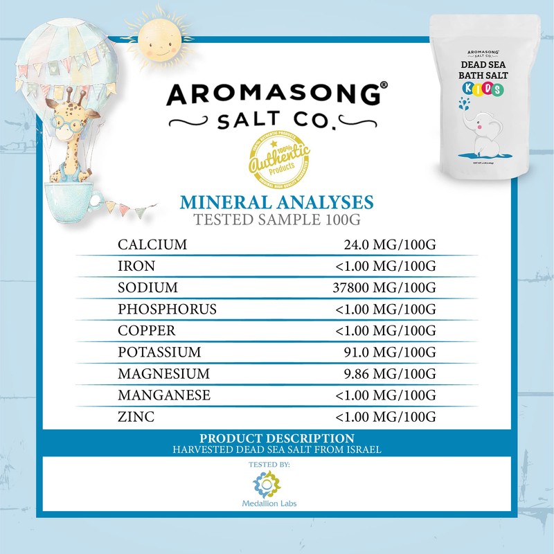 Aromasong Dead Sea Salt for Kids Bath Soak, 4 Lbs.