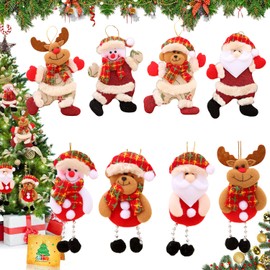 NEWKIBOU 8Piezas Adornos de Navidad,Colgantes Muñecos Papá Noel Ornamentos, Navidad Decoración Fiesta Regalo Adornos Navideños Manualidades,decoración del hogar, Santa/muñeco de Nieve/Alce, Oso