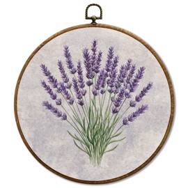 JUIOEIU Cottagecore Lavender Floral Round Wall Decor, Lavender Flower Framed Canvas Prints, Vintage Floral Botanical Wall Art Hanging Decorations for Home Bedroom Living Room Decor, 10x10in