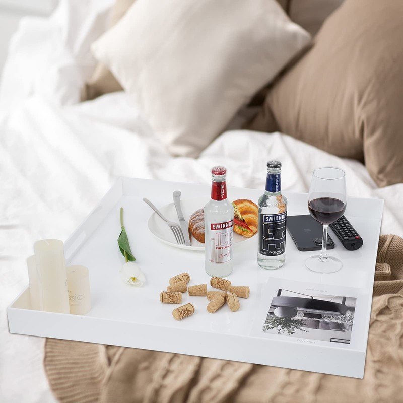 22×22 Inches Oversize Extra Large Sturdy Glossy White Acrylic Serving