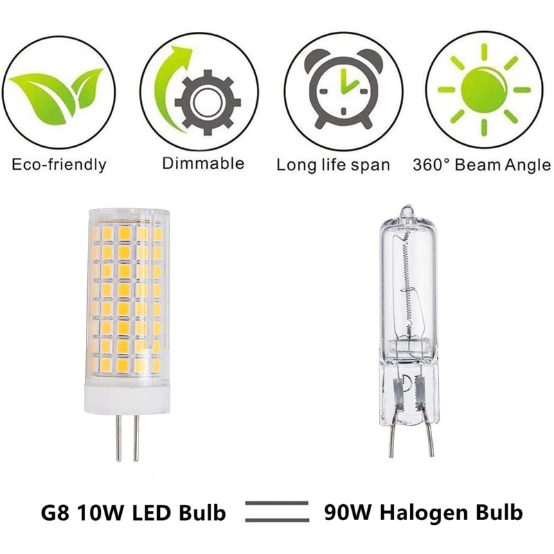 Minsily 10W G8 LED Bulb Dimmable 85W Halogen Equivalent GY8.6