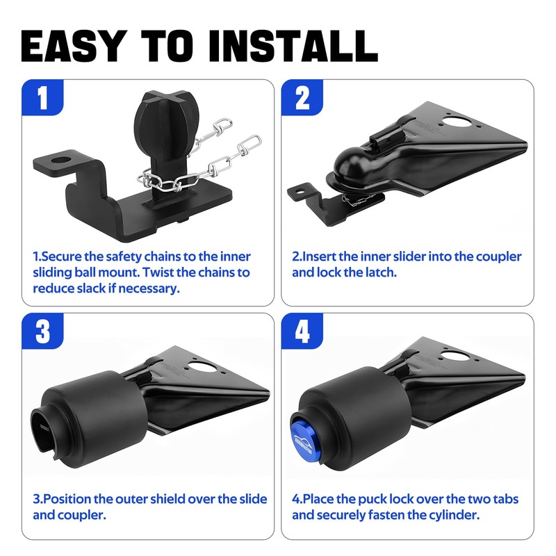 2 5/16 Ball Hitch Lock,Heavy Duty Trailer Tongue Coupler Lock