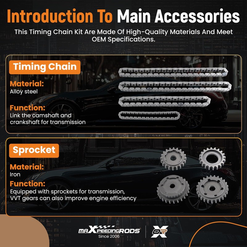 maXpeedingrods 17PCS Engine Timing Chain Kit W/Tensioner Guide SOHC V6