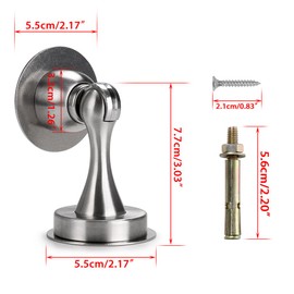 IGNPION Magnetischer Türstopperhalter aus Edelstahl mit selbstklebenden / verdeckenden 3-M-Verriegelungsschrauben, am Boden oder an der Wand montiert - Design mit starken Magneten (Silber)