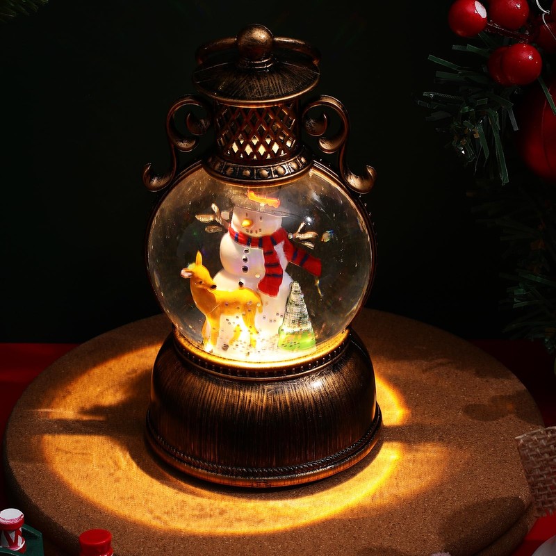 POPETPOP Christmas Lantern Snow Globe with Music: Musical Snowman Globe