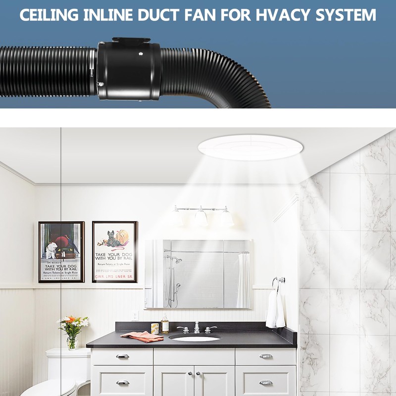 6in Inline Duct Fan, High Air Flow Extractor Fan Exhaust