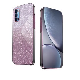 WBWONE Glitter Case for OPPO Reno 4 5G (Reno4 5G) Case, Electroplated Edge, Flexible Protection, Shockproof Soft Cover Shell with Glitter Stickers - Pink