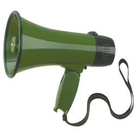 Flydot Megaphone with Speaker Microphone Siren and 240-Second Bulhorn Recording Includes Volume Control for Outdoor Events and Crowd Management Army Green