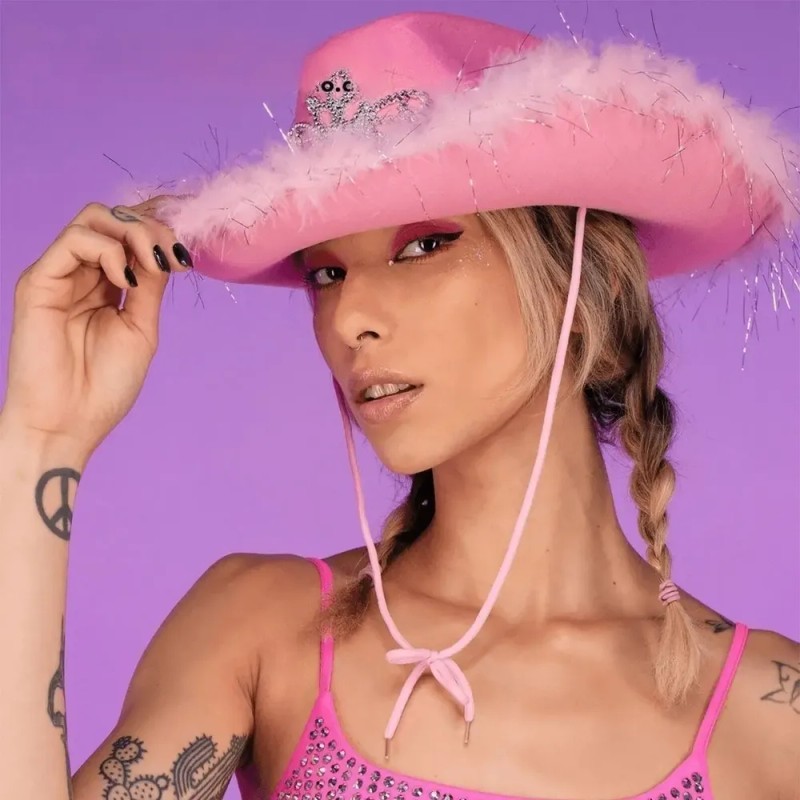 Sh* Sombrero Vaquero Moda Plumas Cowboy Gorra Mujer Ss/ .