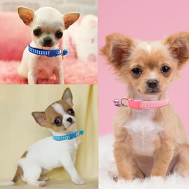 Pink Dog Collar with Bell, 2-Pack Basic & Bone Cat Collars with Bells Small Puppy Collar Girl for XXS Xs Small Tiny Pet Dogs Female Kitten Girls Animal, Neck 7-12 Inch