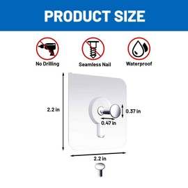 HAOIVE Adhesive Hooks for Hanging 12 PCS Hooks for Walls No Damage Adhesive Wall Hooks Wall Hangers Without Nails Adhesive Picture Hangers Without Nails Nail Free Stickers for Walls(2.2*2.2*0.47in)