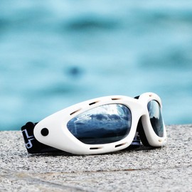 Jettribe Classic White Floating Frame Goggles | Smoke Tint Vented Lens PWC Jetski Adult Men Women