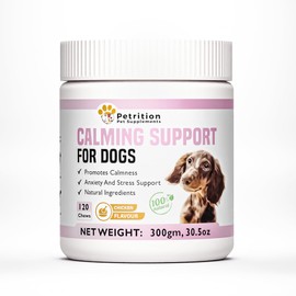 Petrition Natural Calming Chews for Dogs - Dog Anxiety Relief - Calming Aid Supplement with Valerian Root, Chamomile, + Magnesium - Stress, Separation & Thunder Support - 120 Soft Chews