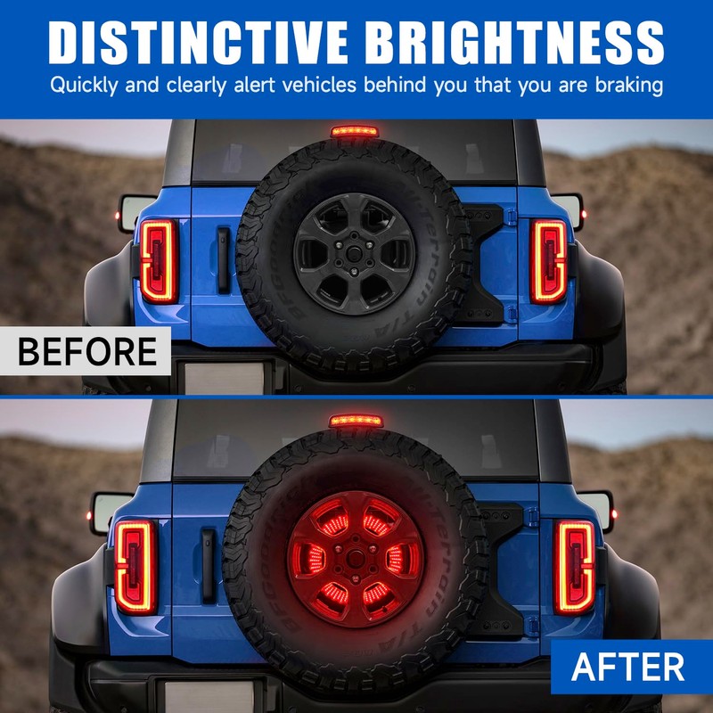 SUPAREE Spare Tire Brake Light for Fo-rd Bronco 2021-2024,Smoke Black
