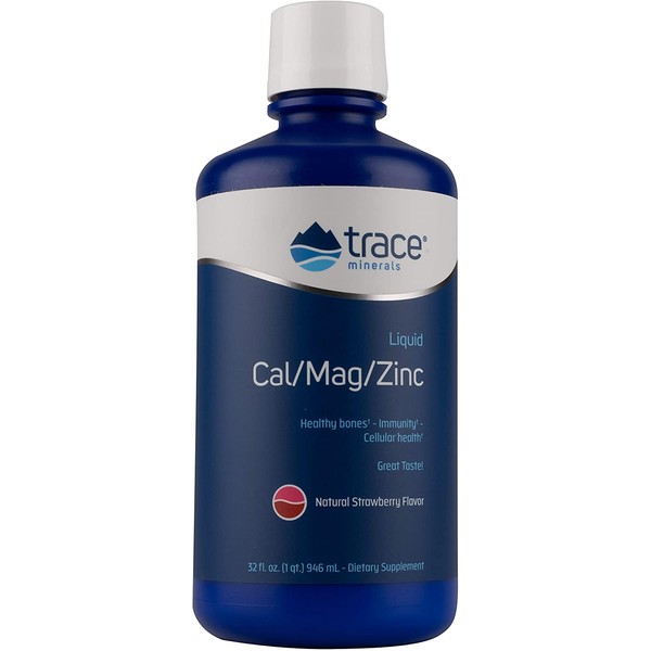 Trace Minerals Research Cal/Mag/Zinc, Strawberry, 32-Ounce