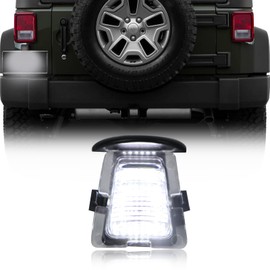 KEEGTBOX Full LED License Plate Light Tag Lamp Assembly Compatible with Jeep Wrangler JK 2007-2017 White light 2-Piece Replacement