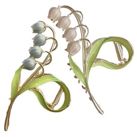 PACKOVE 2pcs Tulip Flower Claw Hair Clips for Long Hair Flexible Jaw Clips for Women with Strong Hold and Fade Resistant Material