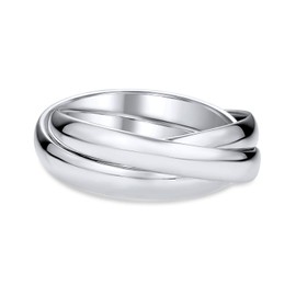 Unisex Simple Dome Russian Couples Polished Three Rolling Triple Wedding Band Ring For Women Men .925 Sterling Silver