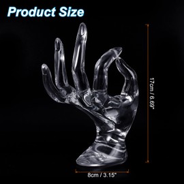 PATIKIL Hand Ring Holder, Hand Jewelry Holder Ring Display Stand Jewelry Display Heavy Base for Bracelet Holder Room Decorative, Clear