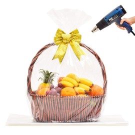 LazyMe 32x40 inch, Easter Basket Cellophane Shrink Bags, Shrink Wrap Bags Large, Clear,10 Pack