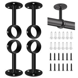 PEIONO Soporte para Barra de Cortina para Techo, 4 Pcs Sportes para Barra de Cortina, Cortina Rod Soporte con Tornillos,Robusto y Duradero,Adecuado para Salón, Cocina, Dormitorio, Baño(Negro)