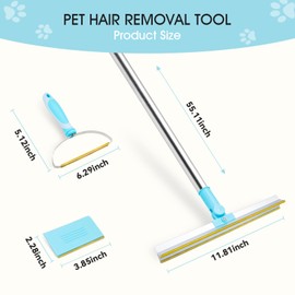 Eikovia Pet Hair Removal Tool, Pet Hair Remover for Laundry,55 Inches Adjustable Long Handle Cat and Dog Carpet Scraper, Carpet Brush Removal Tool for Cushions, Sofas, Furniture(3 Pcs)