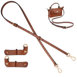 TUKYWAN Bag Straps for Longchamp Mini Bag,Purse Strap Replacement Crossbody Adjustable(Strap Set,Brown Gold)