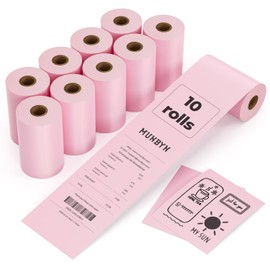 MUNBYN 2 1/4" x 50' Pink Thermal Paper, Kids Camera Refill Print Paper, Receipt Paper(10 Rolls), BPA Free Thermal Receipt Paper Fits 58mm Mini Thermal POS Printer, Square Terminal Credit Card Machines