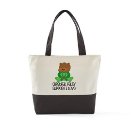 CafePress Cerebral Palsy Support Bear Canvas Tote Top Zipper Closure