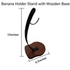 Modern Banana Stand with Wooden Base, 33 cm Height, Metal